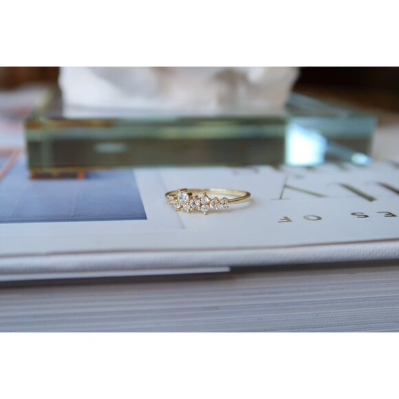 Dainty Sterling Silver Cubic Zirconia Ring, Multi Diamond CZ Ring, Stacking Ring - Picture 3 of 7